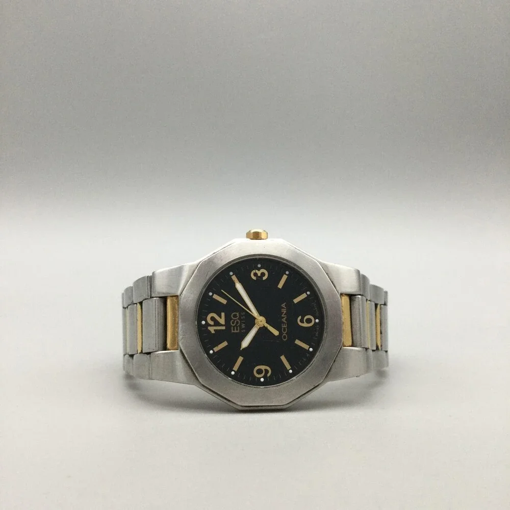 ESQ Movado Oceania Mens Watch 35mm Two Tone Swiss E3701 New Battery 7.25